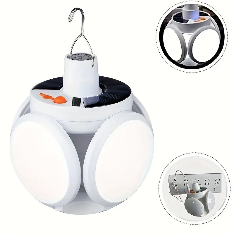 

1pc Solar Bulb Lamp With 5 Lighting Models, Foldable Hanging Light, Portable Camping Supplies