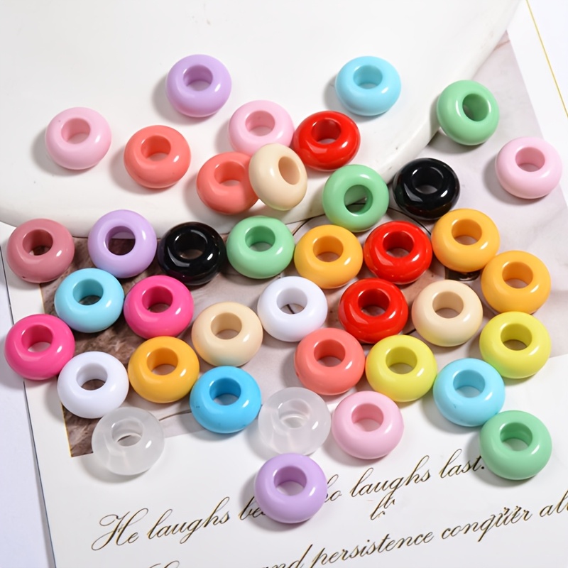 TEMU 58 piezas de cuentas decorativas, cuentas de rueda acrílicas de 12 mm/14 mm, cuentas de ábaco redondas y coloridas, cuentas separadoras de