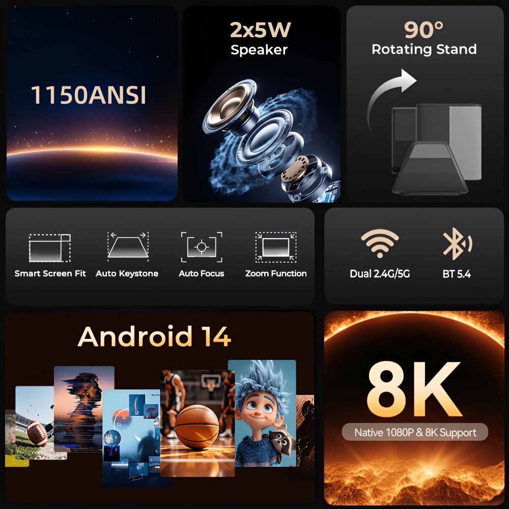 Short Throw Projector with Built-In Apps and 8K Support