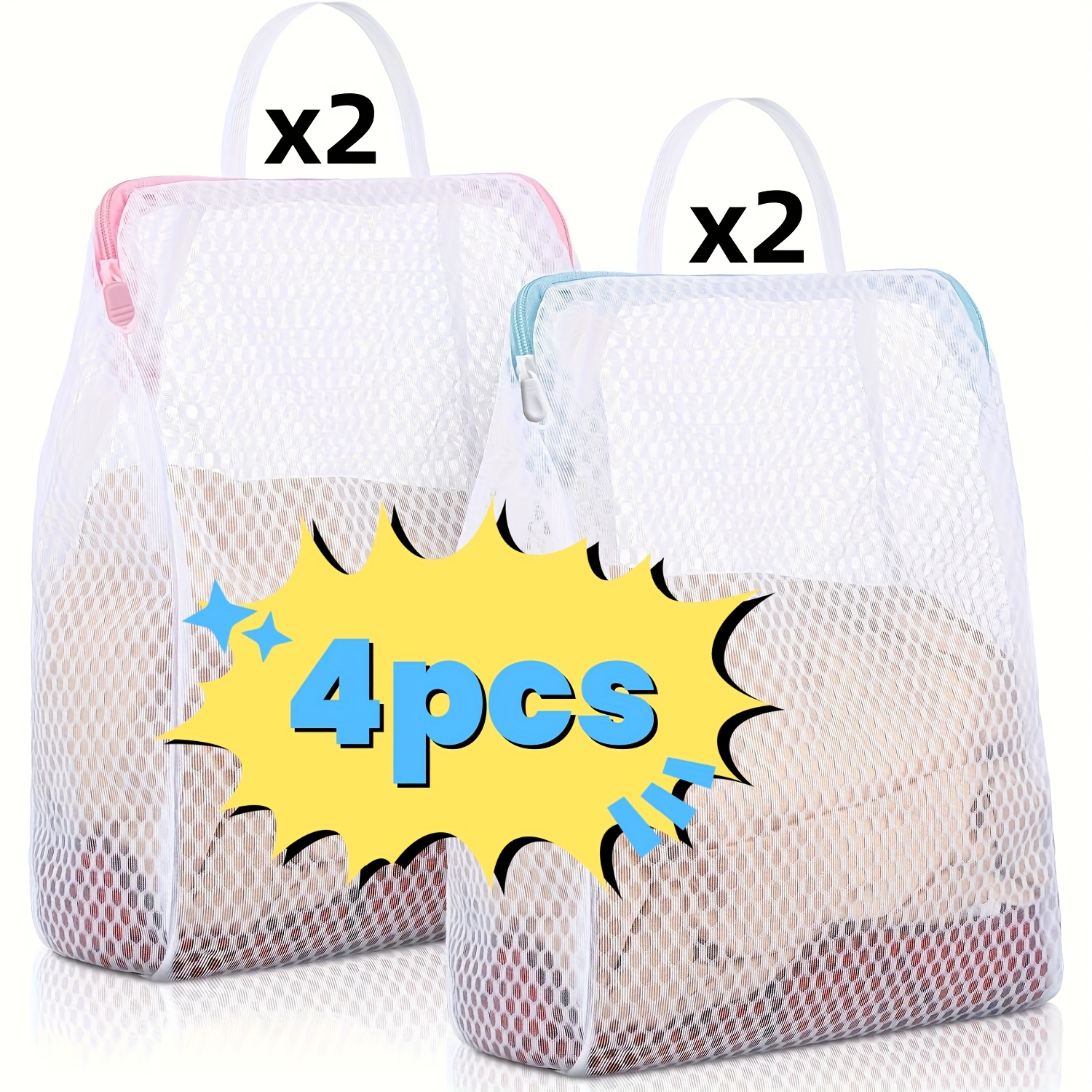 4pcs Portable Laundry Bags, Machine Washable Protective Bags, Travel Laundry Bags, Home Anti- Laundry Bags, Suitable For Travel Storage And Daily Home Use