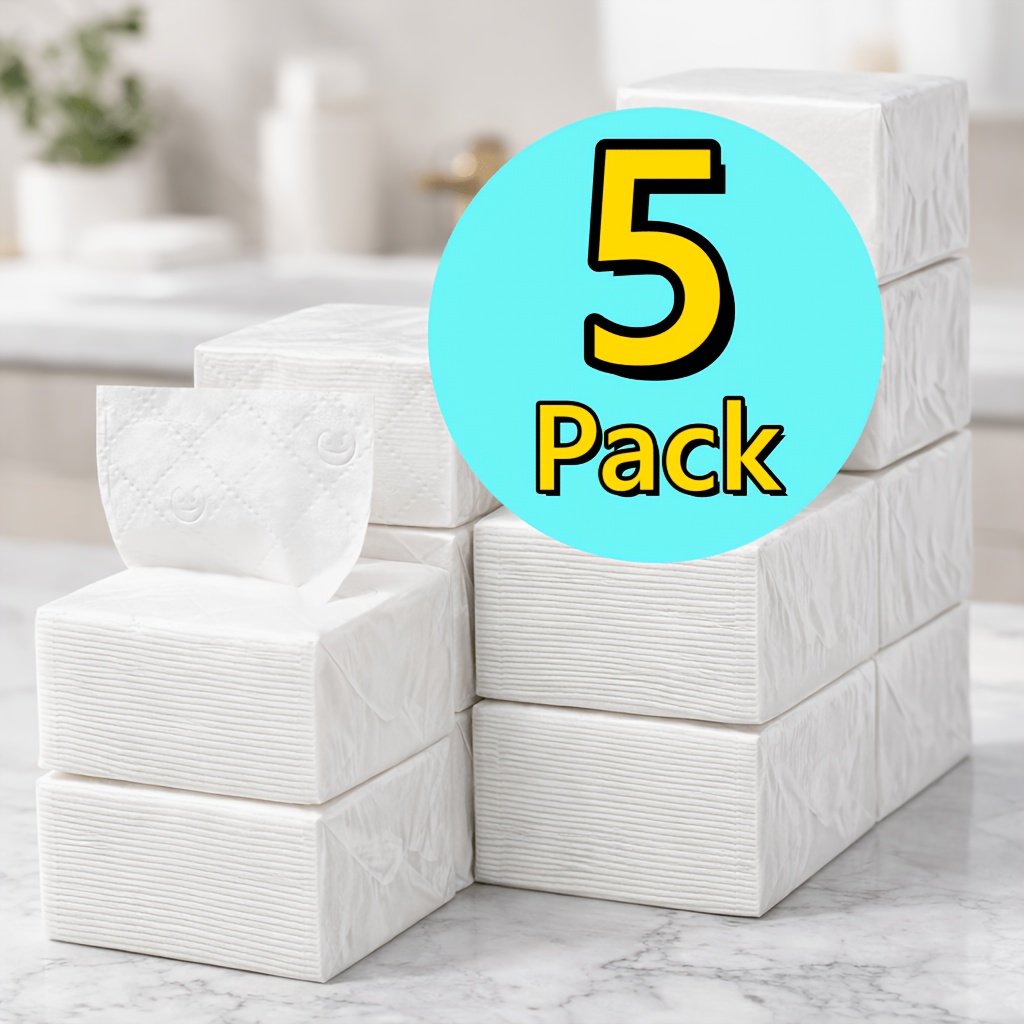 TEMU 1500 Paper Towels, 5 Packs In Total/car Paper Towel Replacement Pack, 300 Sheets Per Pack, Disposable Facial Tissue, Napkins, Travel Portable