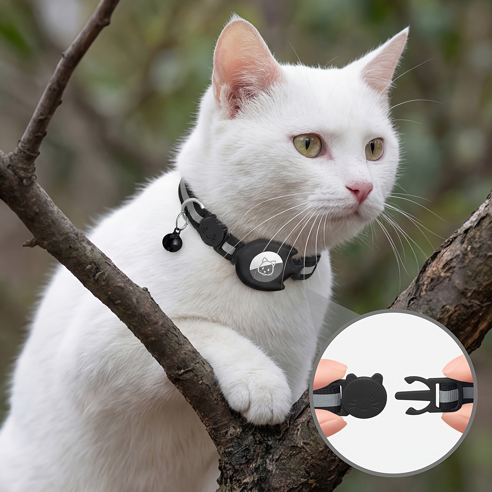 2pcs Cute Cat Collars, Fish-Shaped Holder Suitable for Airtag, Reflective, Breakaway, with Bell, Adjustable 17.78-30.48 cm, Safety Buckle, with Cat Collar Holder for Girl Boy Cats Pet Supplies, Gifts (Without Airtag), Without Battery - Image 8