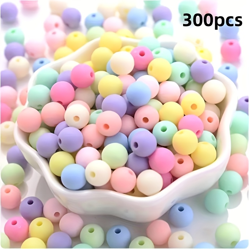 300pcs Frosted Acrylic Bead Set - Assorted , Round Spacer Beads For , Bracelets, And Necklace Making