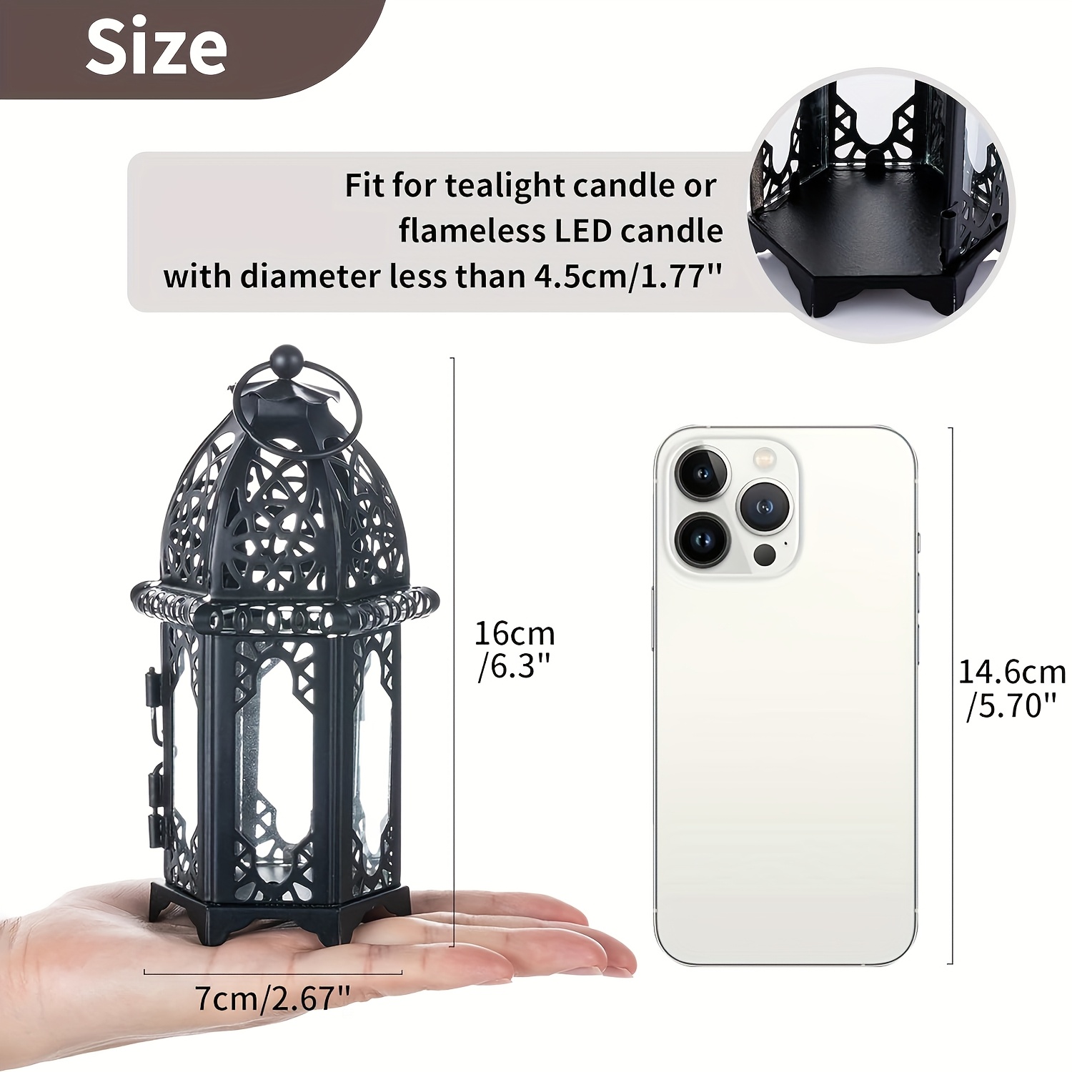 2pcs Christmas Metal Candle Holders with Transparent Glass