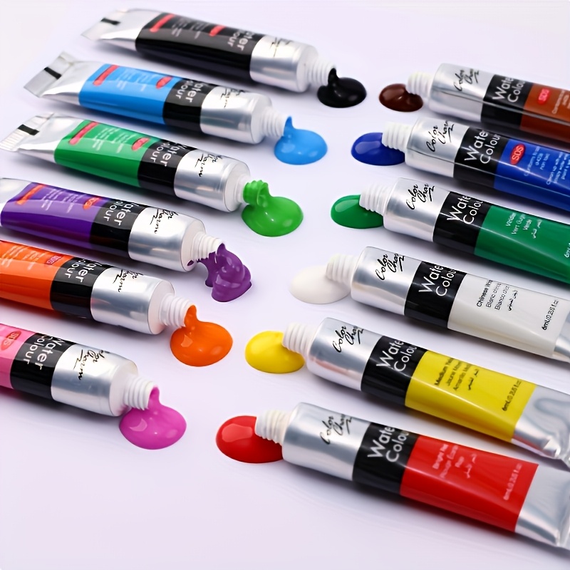 Beginner's Acrylic Paint Set with 12 Colors and 3 Brushes