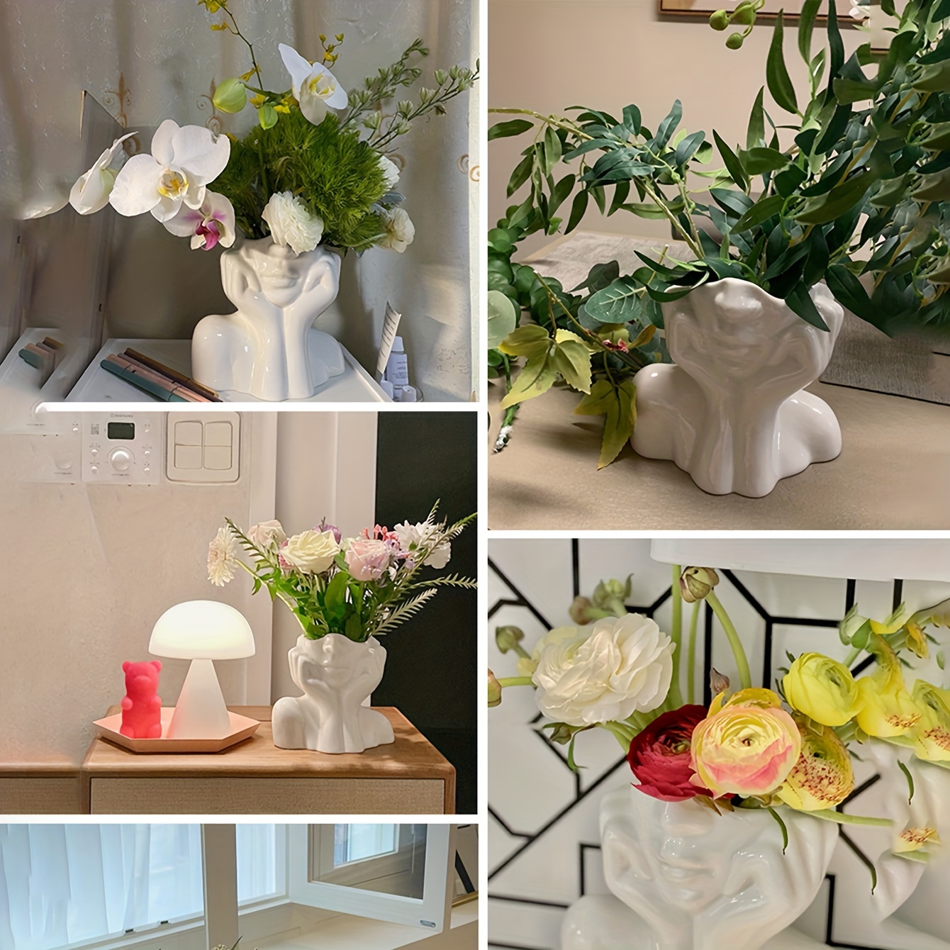 IBWell Vaso Per Piante A Forma Di Teschio In Resina - Fioriera Decorativa 24x20x18 Cm Per Casa E Ufficio - 3