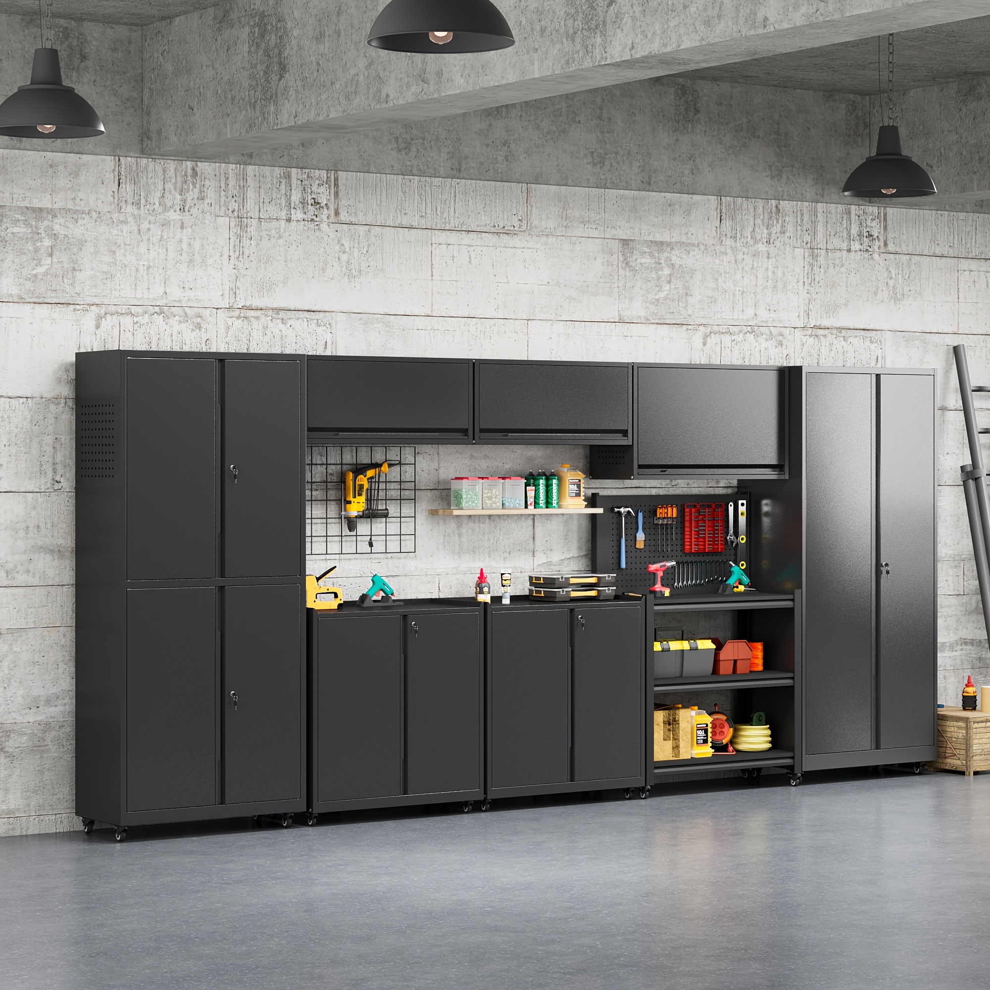 JZD Heavy-Duty Steel Wall Cabinet For Garage & Workshop – 29.5x18.9x8.7in, 2 Adjustable Shelves, Lockable Storage Organizer