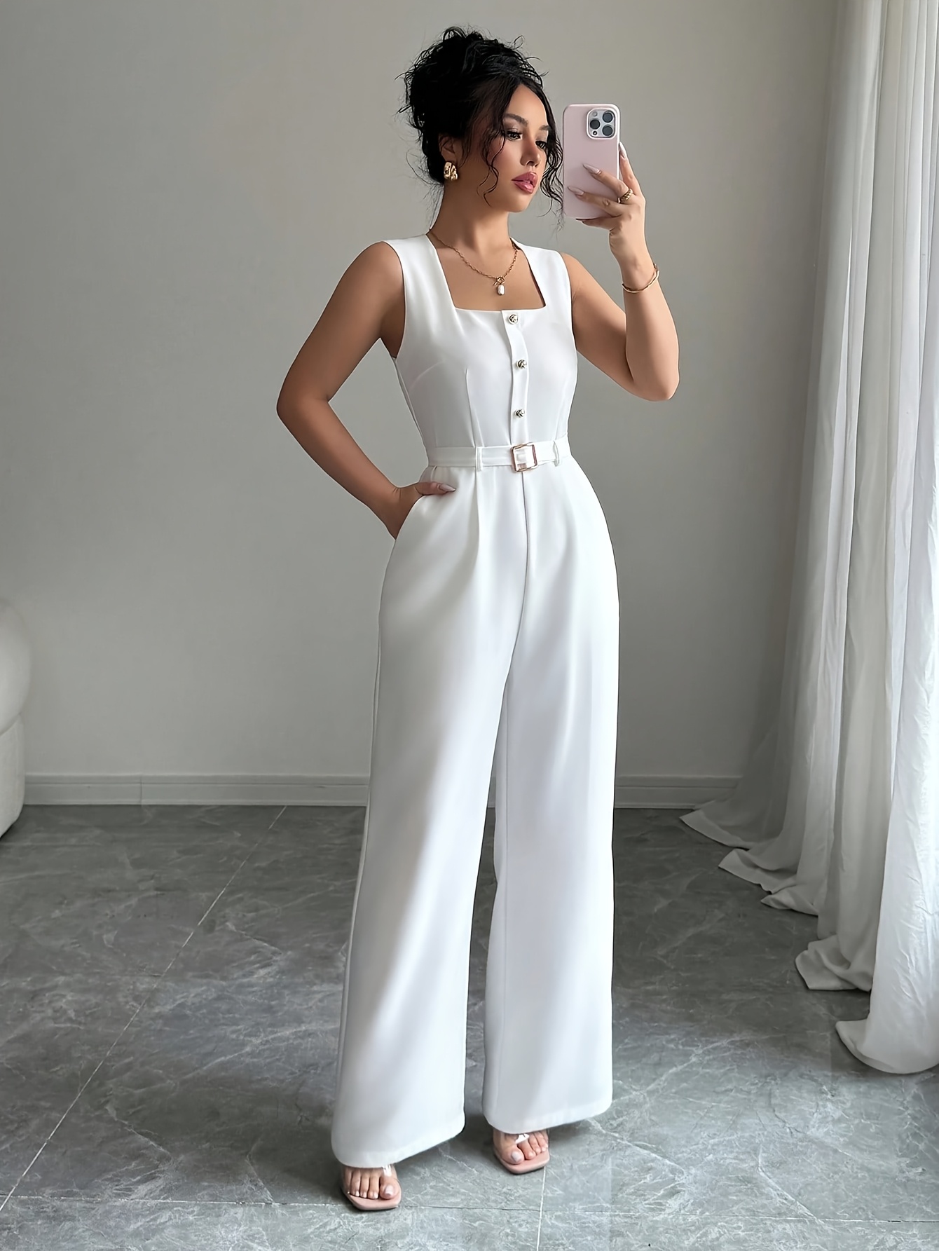 white jumpsuits for women sold on Temu United States
