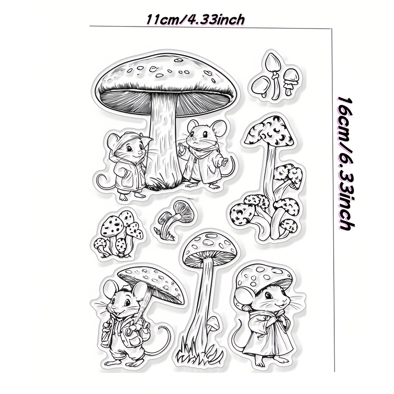 1pc Mouse Mushroom Umbrella Transparent Silicone Stamp Card Making Diy Diary Embossing Decorative Paper Craft Painting Tool