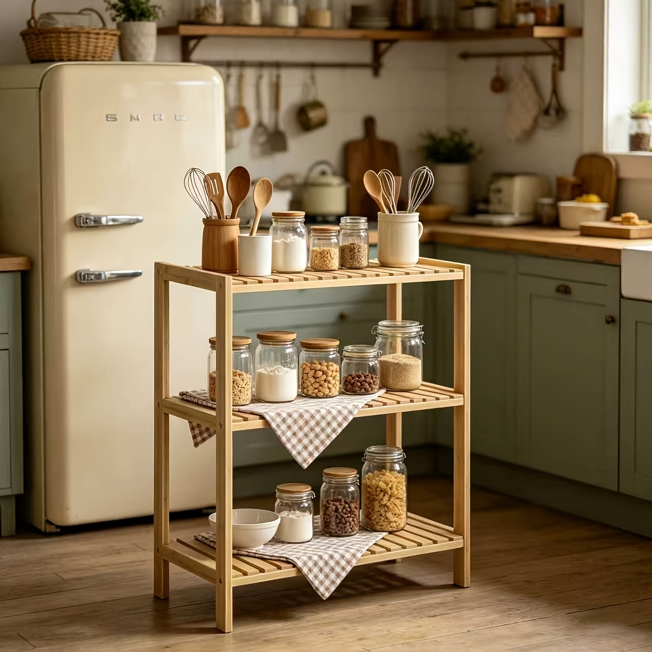 Ladder Shelf, 3-Tier Shelf Stand, Display with Wide Storage Display Stand, Multifunction Standing Organizer Shelf for Home Office And Kitchen
