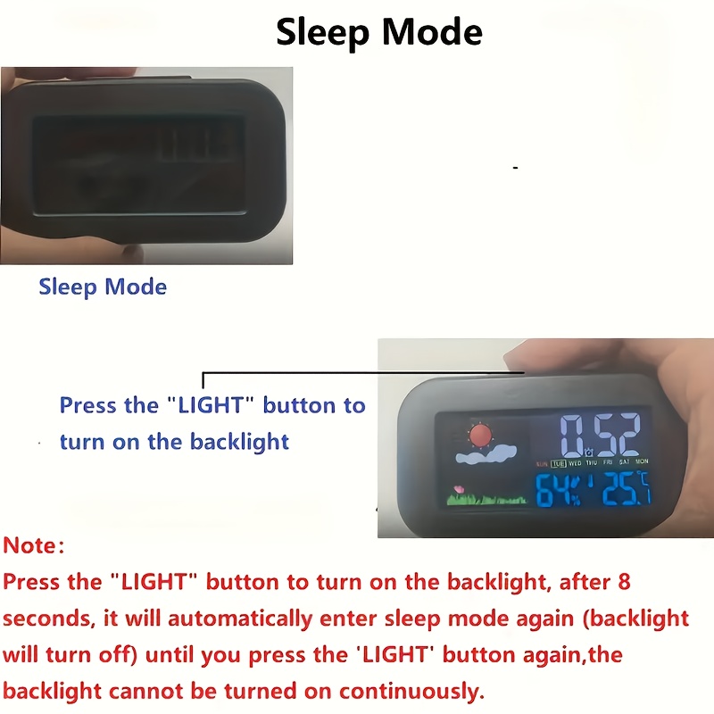 Reloj estación meteorológica con pantalla grande retroiluminada y colorida, monitoreo en tiempo real de temperatura y humedad, animación meteorológica, función de alarma e índice de confort - Funciona con pilas (pilas no incluidas), para dormitorios, residencias estudiantiles, decoración minimalista