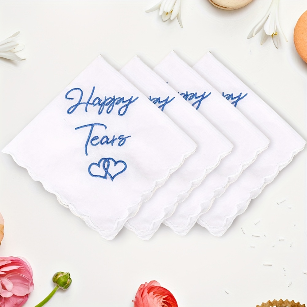 TEMU 4pcs Wedding Embroidered Handkerchiefs For Brides And Mothers, Wedding Handkerchief For Wedding Day Gift