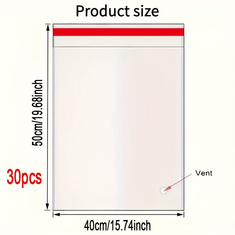 TEMU Large Size Self-adhesive Transparent Plastic Bags, Multiple Sizes Available, Self-sealing Shirt Bags, Clear Bags, Suitable For Self-sealing