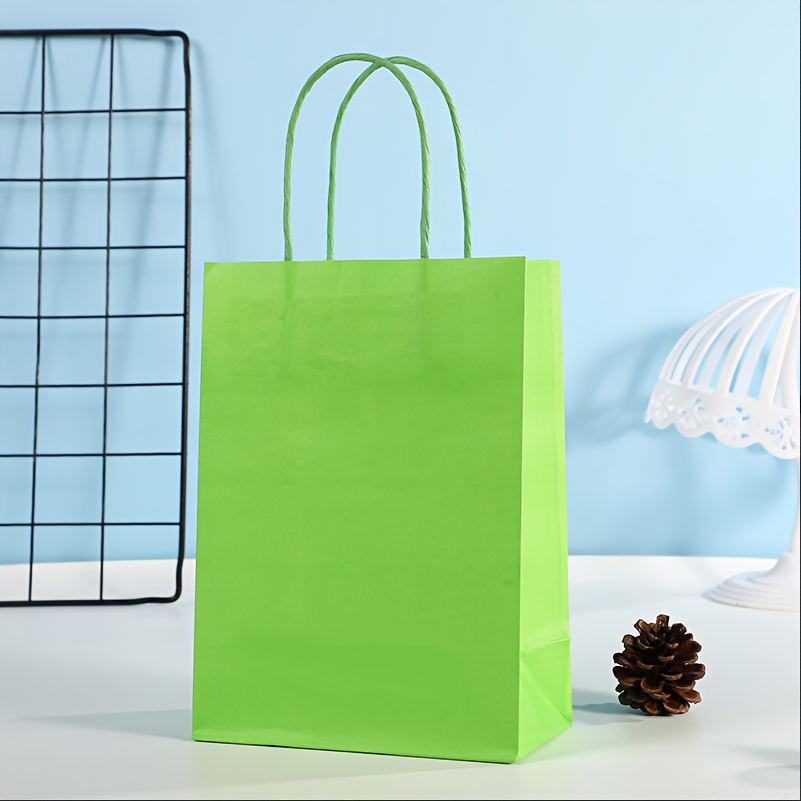 TEMU 30pcs Colorful Paper Bags With Handles, Bulk Gift Bags In Brown Paper, Suitable For Retail, Parties, Shopping, Holiday Gift Packaging, Takeout