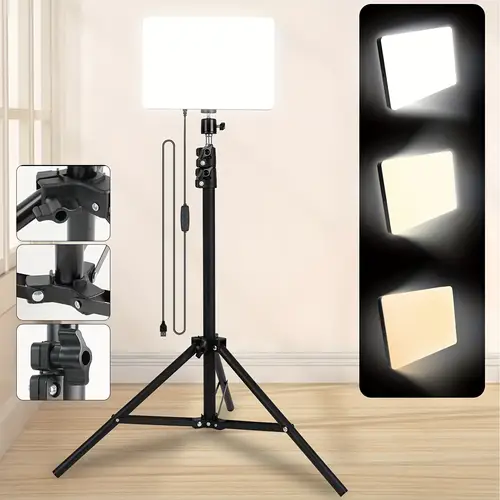 dimmable 10 led video light panel with adjustable 1 1m tripod temperature control recording game streaming