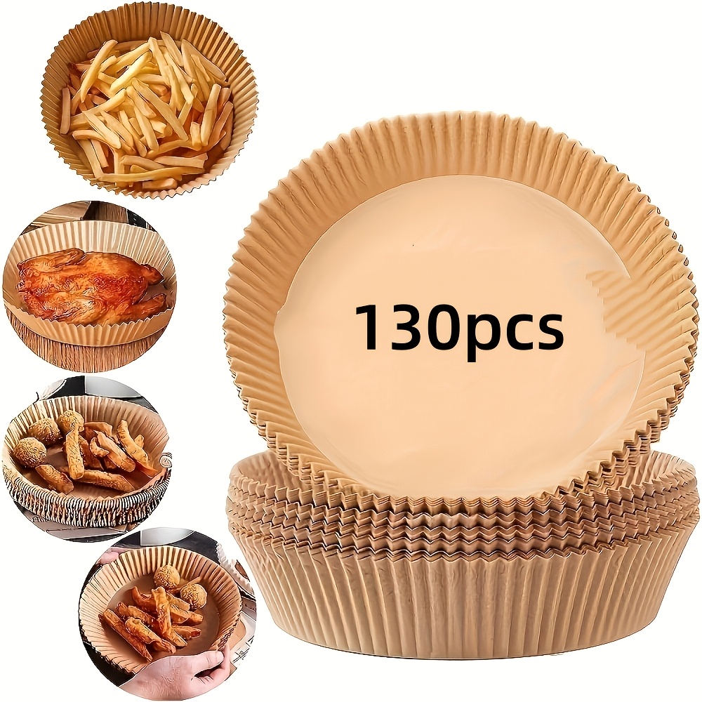 E-shop 130 Stück Runde Air Fryer Einlagen Einweg Backpapier, Geeignet für 6-8 Zoll Air Fryer, Kann für Zuhause Küche Outdoor Barbecue Verwendet Werden