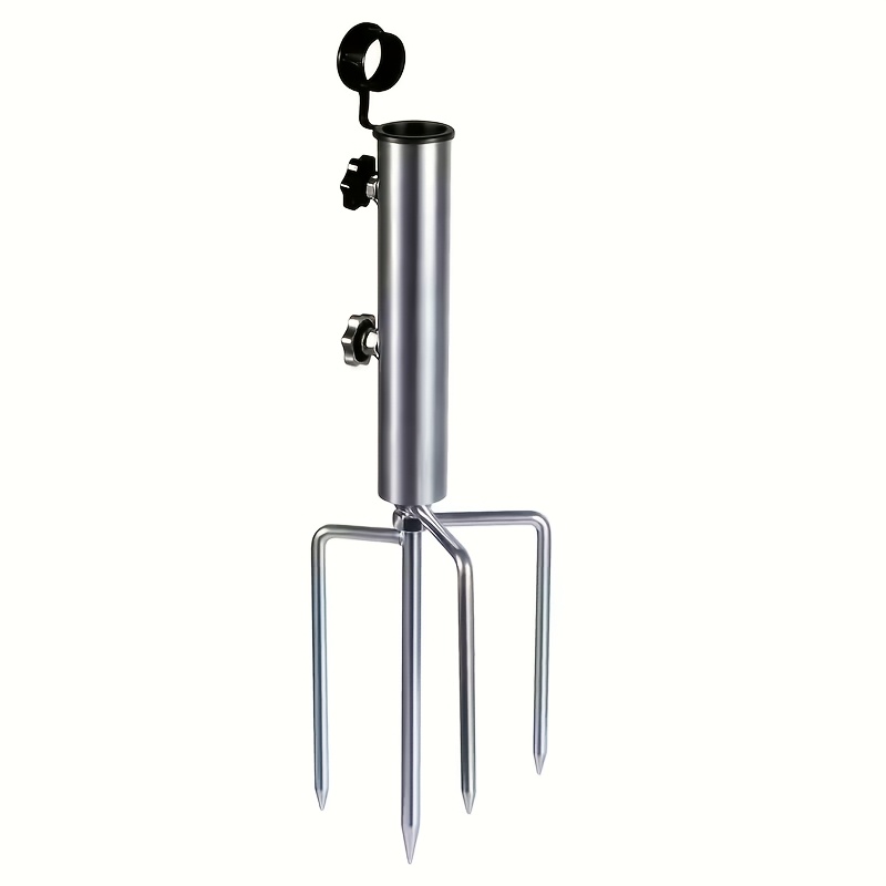 TEMU Heavy-duty Sunshade With Galvanized Stainless Steel With 4 Spikes | Durable, Portable And , Suitable For Umbrellas, Flags, Fishing Rods And Tent