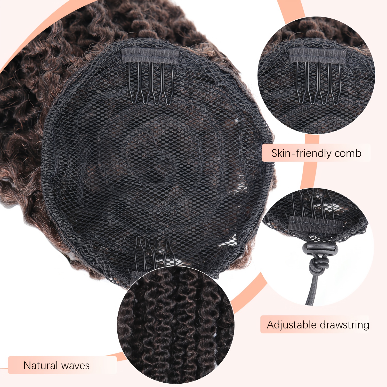 20 inch deep curly afro   ponytail extension for women clip in synthetic soft fluffy hair tails drawstring pony extensions for daily   extensions details 2