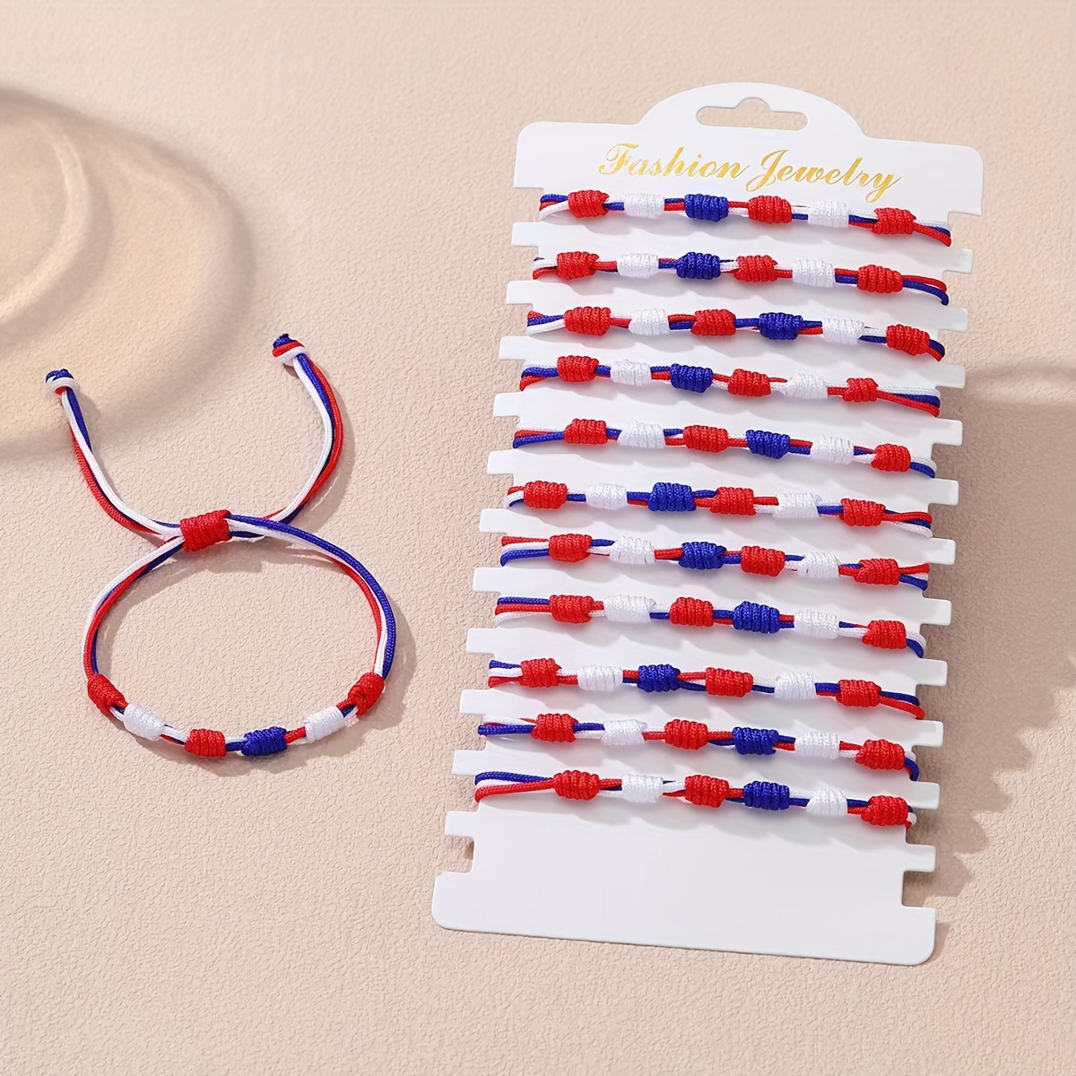 

Fashion Jewelry: Patriotic American Flag Design Bracelets - 16-32cm/6.3-12.6in, 2g/0.04oz, Synthetic Fiber Cord, Perfect For Independence Day Celebrations