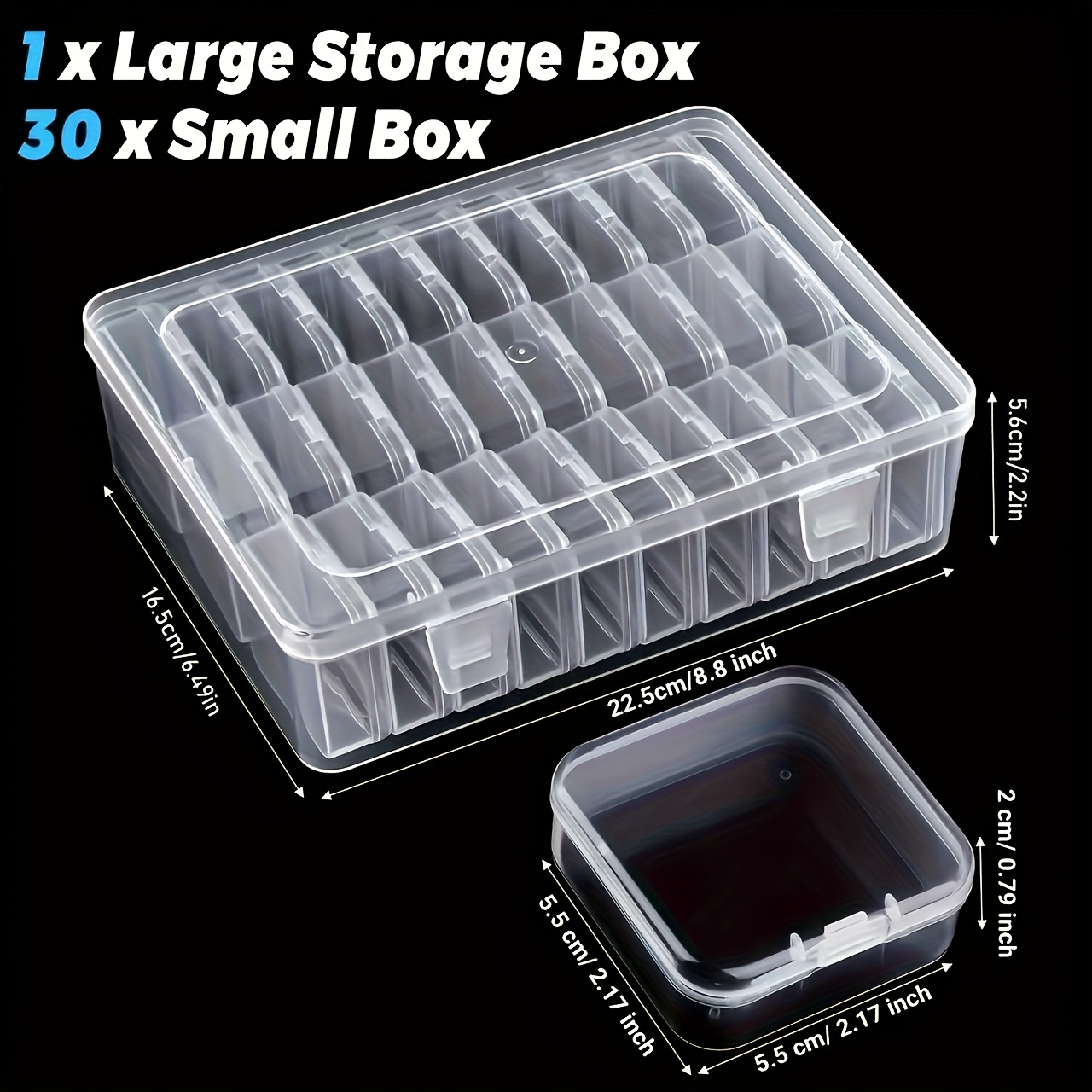 30pcs transparent plastic storage boxes for beads, jewelry & crafts - durable organizer with snap closure, removable trays, rectangular shape - perfect gift for crafters & jewelry enthusiasts, jewelry organizer storage, jewelry boxes, bead organizers and storage, large bead storage containers, small containers for beads, jewelry storage box, bead box organizer, sturdy construction, craft supplies Product details 3