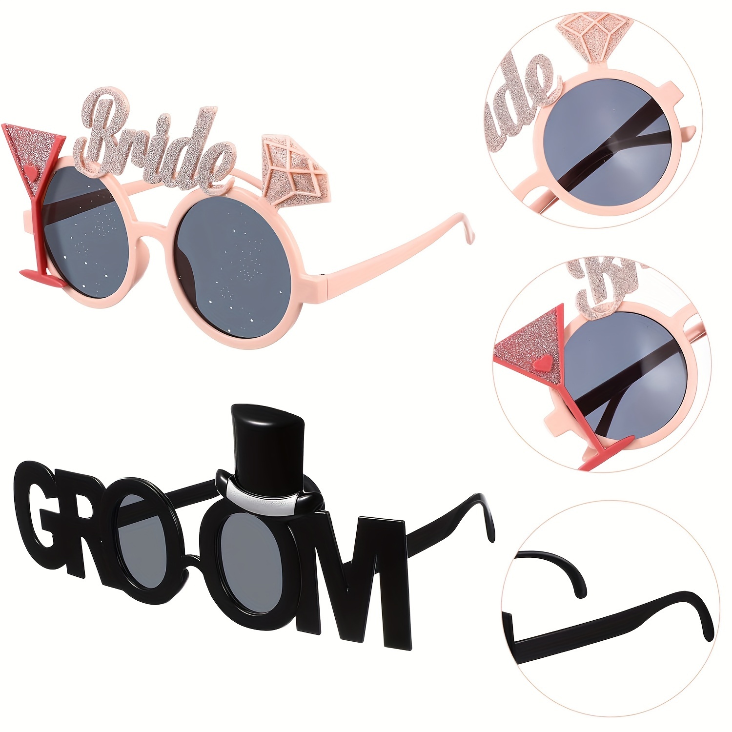 

Bridal & Groom-to- Glasses Set - 2pcs Plastic Party Eyewear For Bachelor/bachelorette, Wedding & Hen Parties - Perfect Photo Props & Favors