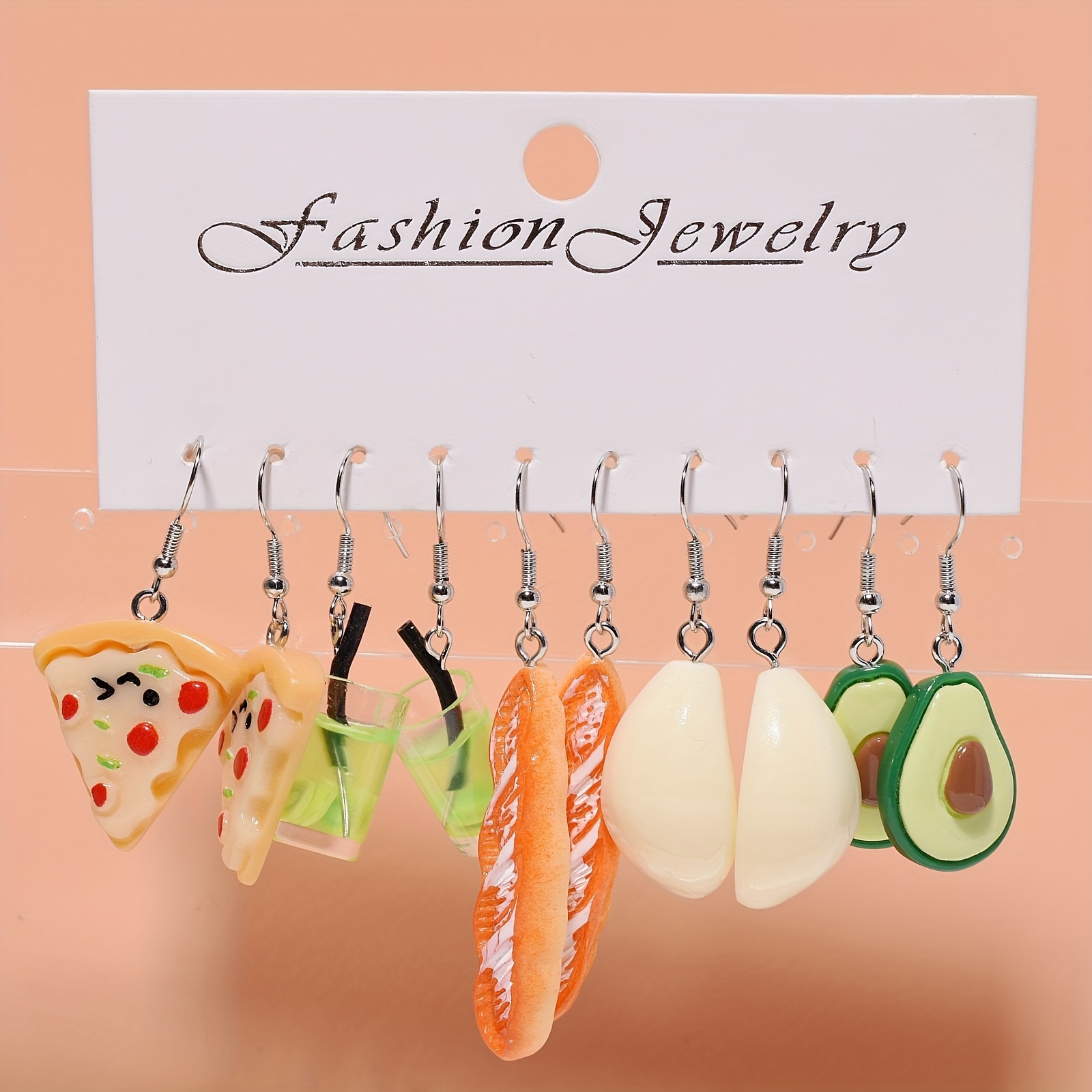 12pcs Stay Cute and Creative Imitation Fruits and Foods Pendant Resin Earrings for Girls and Women, Perfect for Daily Wear,Temu