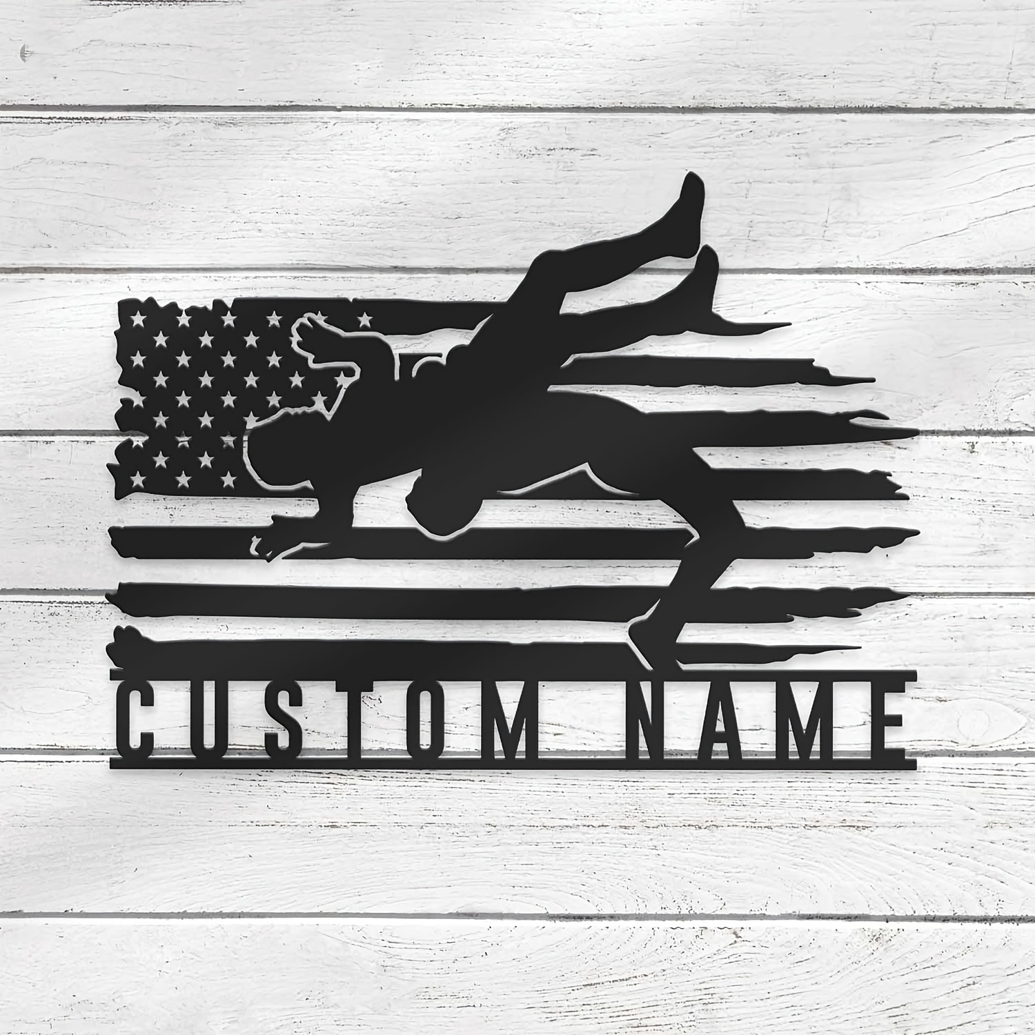 

Customizable Wrestling Flag Metal Wall Art - Personalized Name Option, Weatherproof Home & Outdoor Decor, Gift, Decor