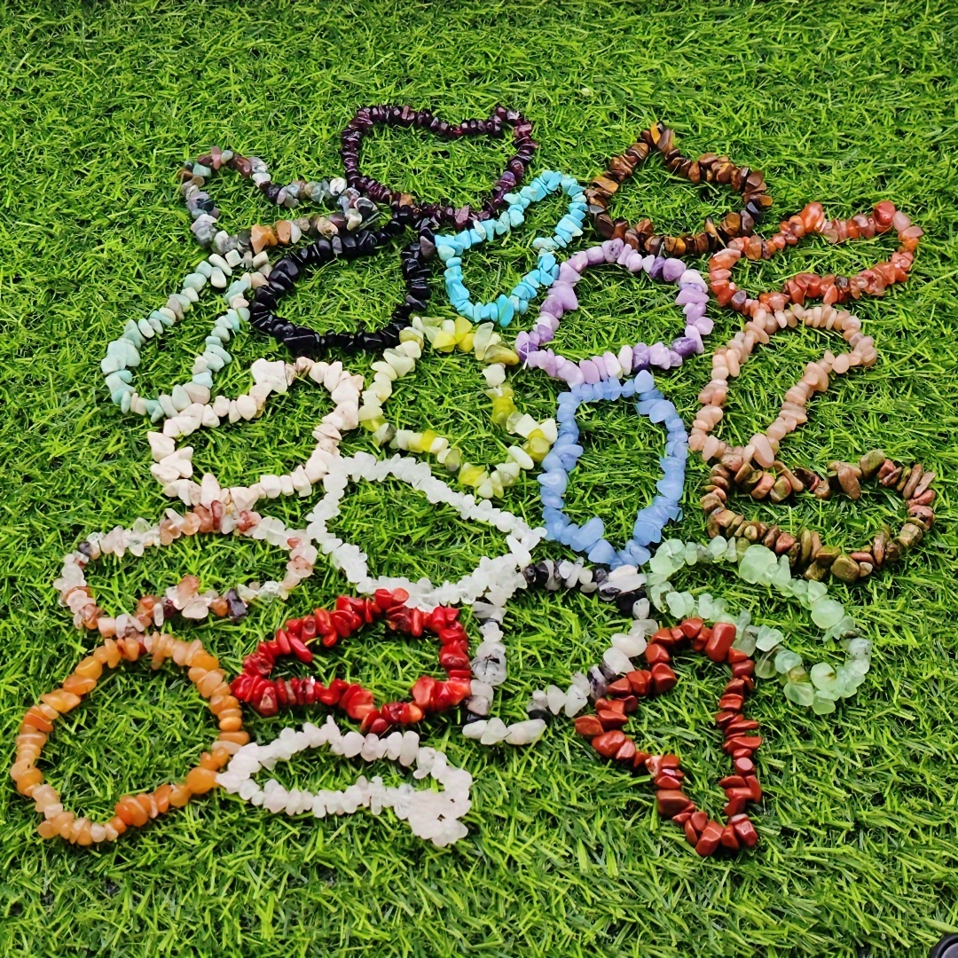 10 Pack Assorted Natural Stone Beaded Bracelet Set for Daily Wear, No Plating