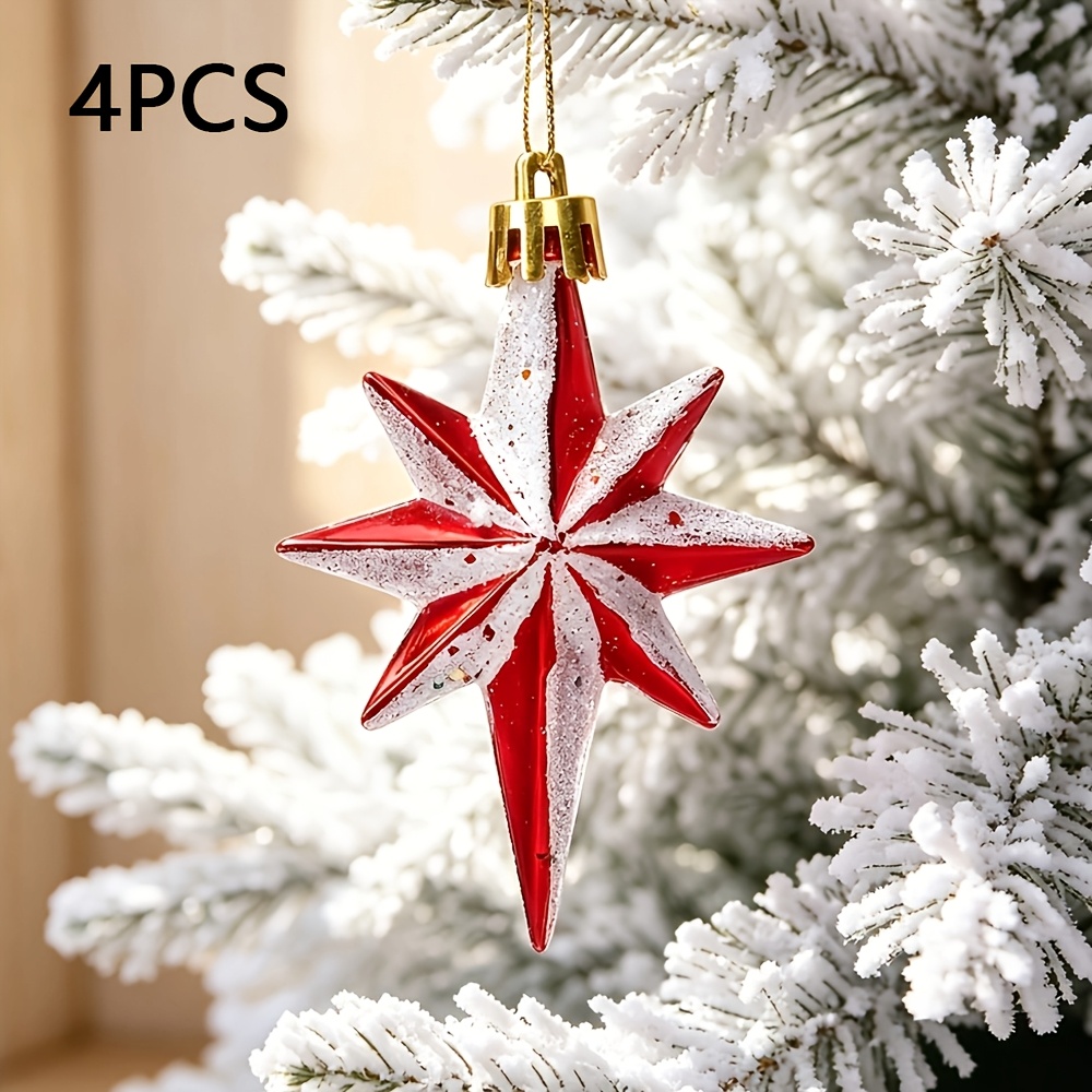 TEMU 4pcs Tree Topper Octagonal Star Christmas Tree Ornaments
