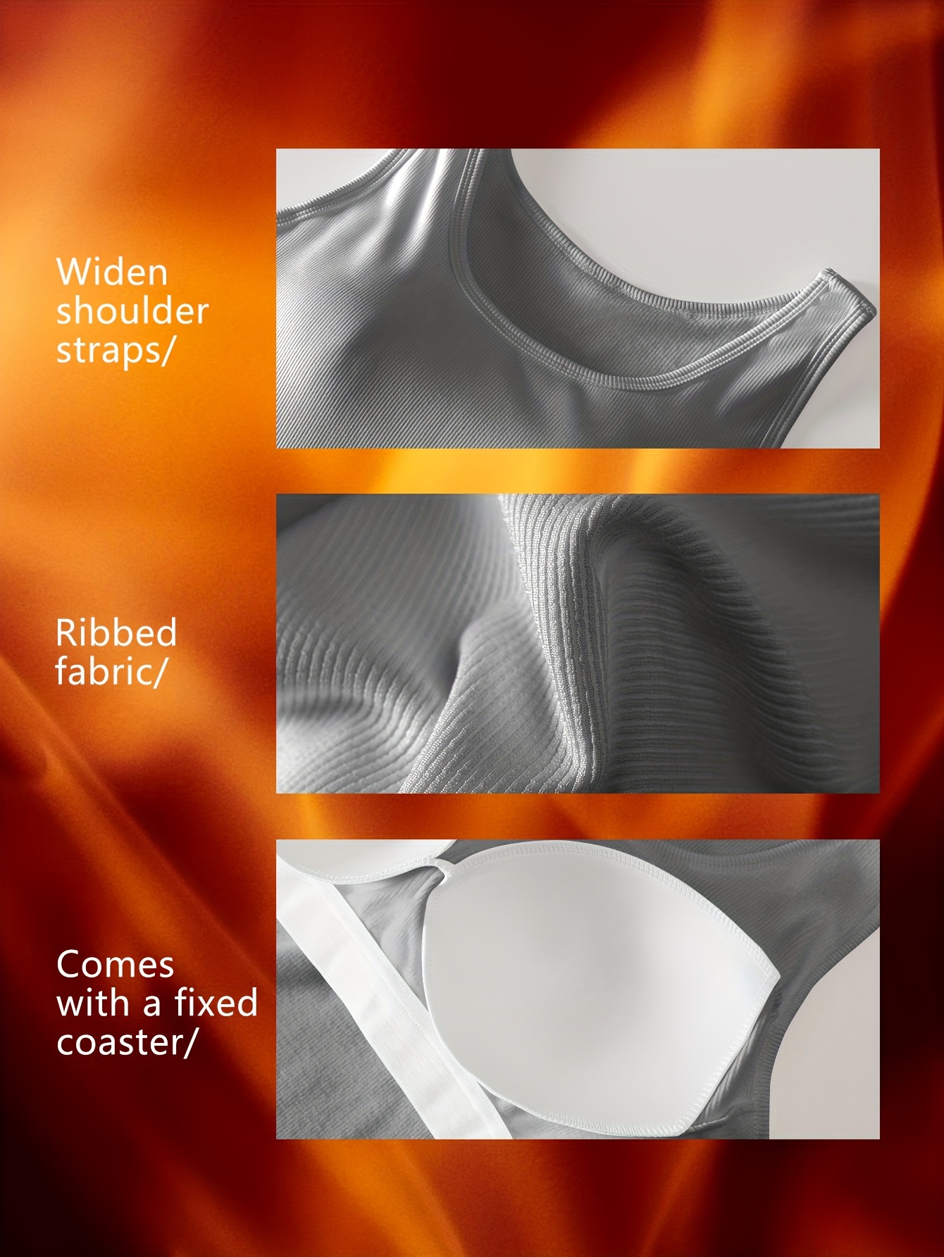 Women's Ribbed Tank Top with Built-in Bra Pads & 2-in-1 Vest Design - No Underwear Needed, Striped Pattern, Hand Wash Only for Workouts & Casual Wear, Casual, Clothing, Modern, Durable Fabric, Comfortable Fit, Clothing, Stylish, Soft Material, Women