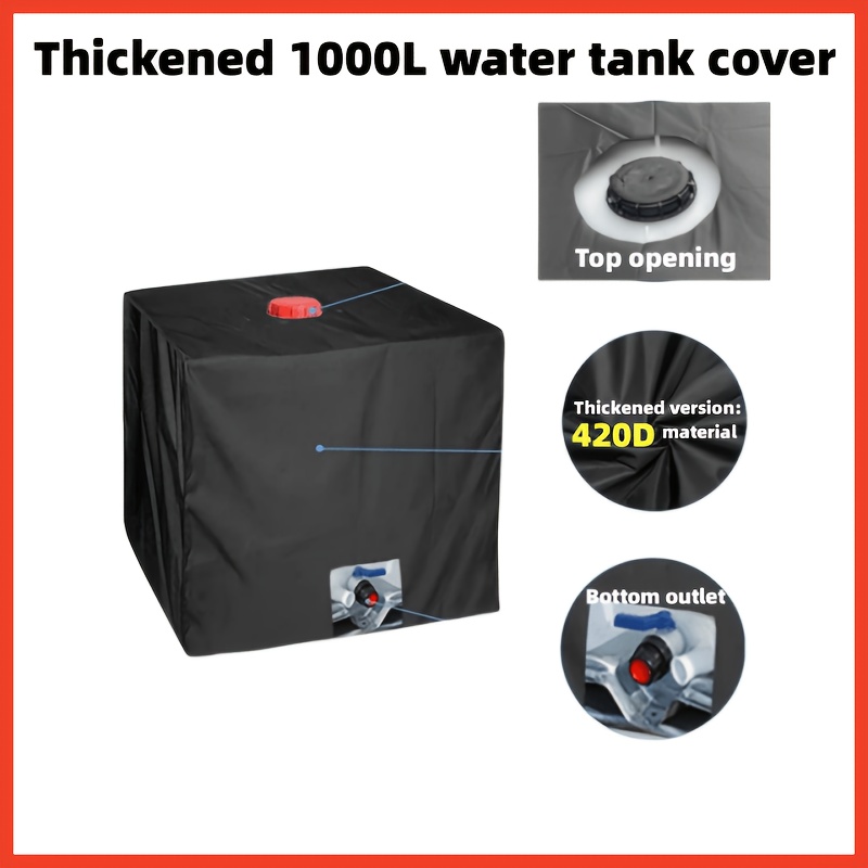E-shop 1 Stück Hochwertige 420D Oxford-Stoff IBC-Tankabdeckung 1000L/275 Gallonen All-Wetter, mit Oberöffnung & Bodenauslass für Outdoor Wasserspeicher