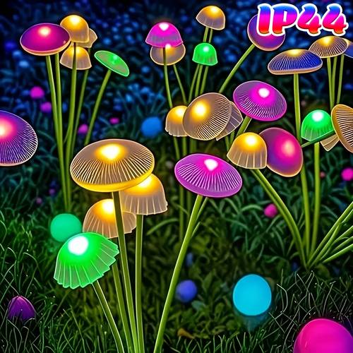 objektbild 10LED Solcellsdrivna Svamplampor för Trädgård 8/6LED - IP44 Dekorativa Utomhuslampor för Gårdar, Idealiska för Gårdar, Trädgårdar, Gräsmattor, Gångvägar, Bröllop och Helgdagsgångdekorationer