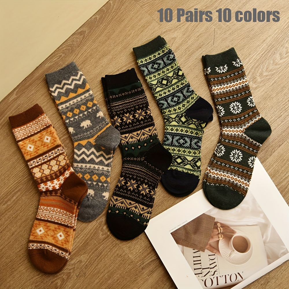 

10color 10 Pair 2024 New Autumn And Winter New Socks Women's Medium Tube Socks Warm Thickened Women's Socks Wool Socks Men's Socks