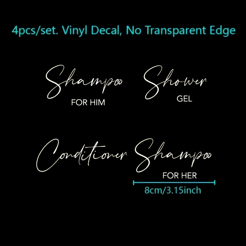 4pcs/sheet Just Sticker Shampoo Shower Gel Conditioner Label Vinyl Sticker For Decoration Bathroom Labels Removable Decal Decor
