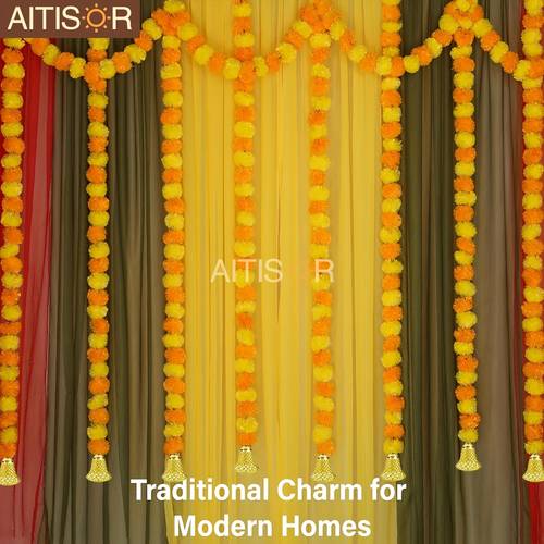 6pcs 4 9ft long strands artificial marigold garland for garland for decoration ations for home christmas decor wedding decor