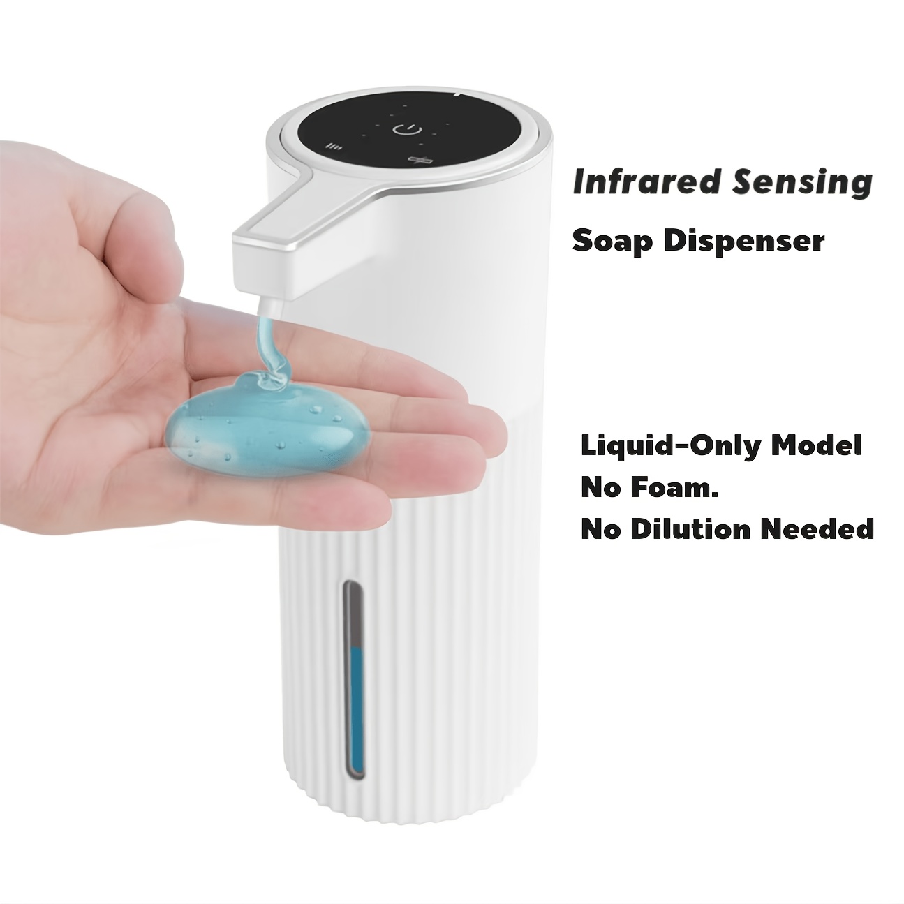 TEMU Smart Non Contact Soap Dispenser, 2 Styles Optional Liquid-only Or Foam-only, Infrared Sensing 0-40mm, 1800mah Rechargeable, 400ml Capacity,