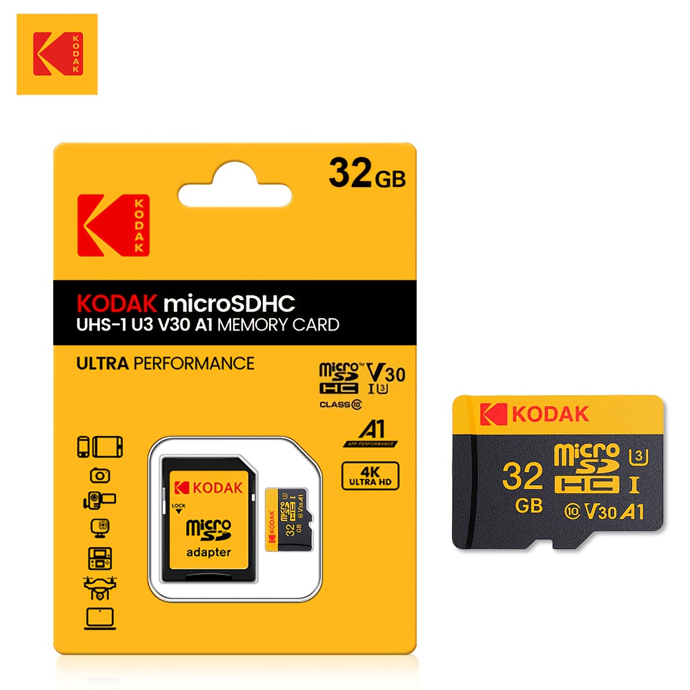 TEMU Tarjeta de Memoria Kodak 32GB C10 Microsd, Tarjetas de 128GB de Velocidad Minisd 10, Tarjeta TF para Smartphone y PC