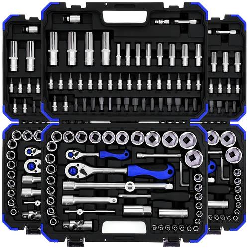 a set of car repair tool kits including a chrome vanadium steel band storage an allen wrench a screwdriver set a ratchet wrench and socket set suitable for mechanical maintenance home car repair and outdoor emergency repair tool sets