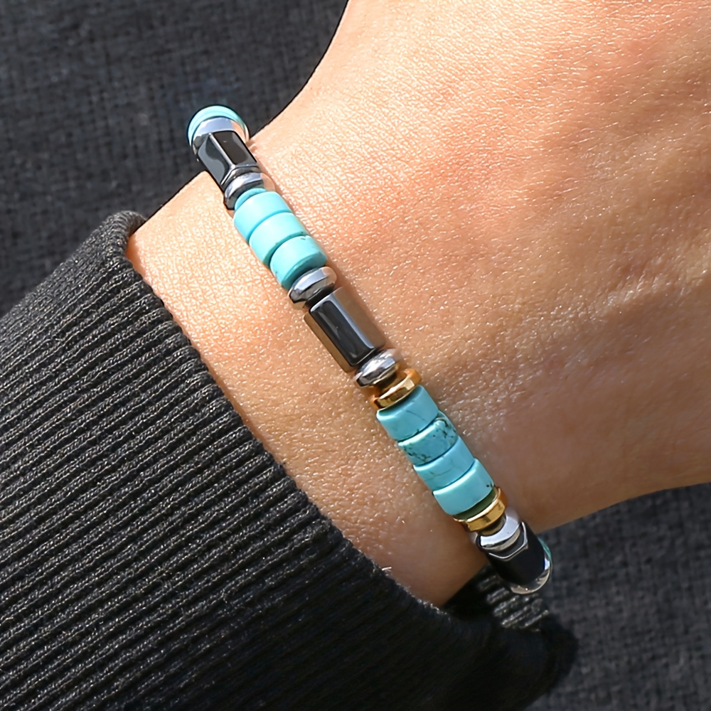 TEMU Bracelet pour Homme en Perles de Naturelle pour une Tenue de Élégante