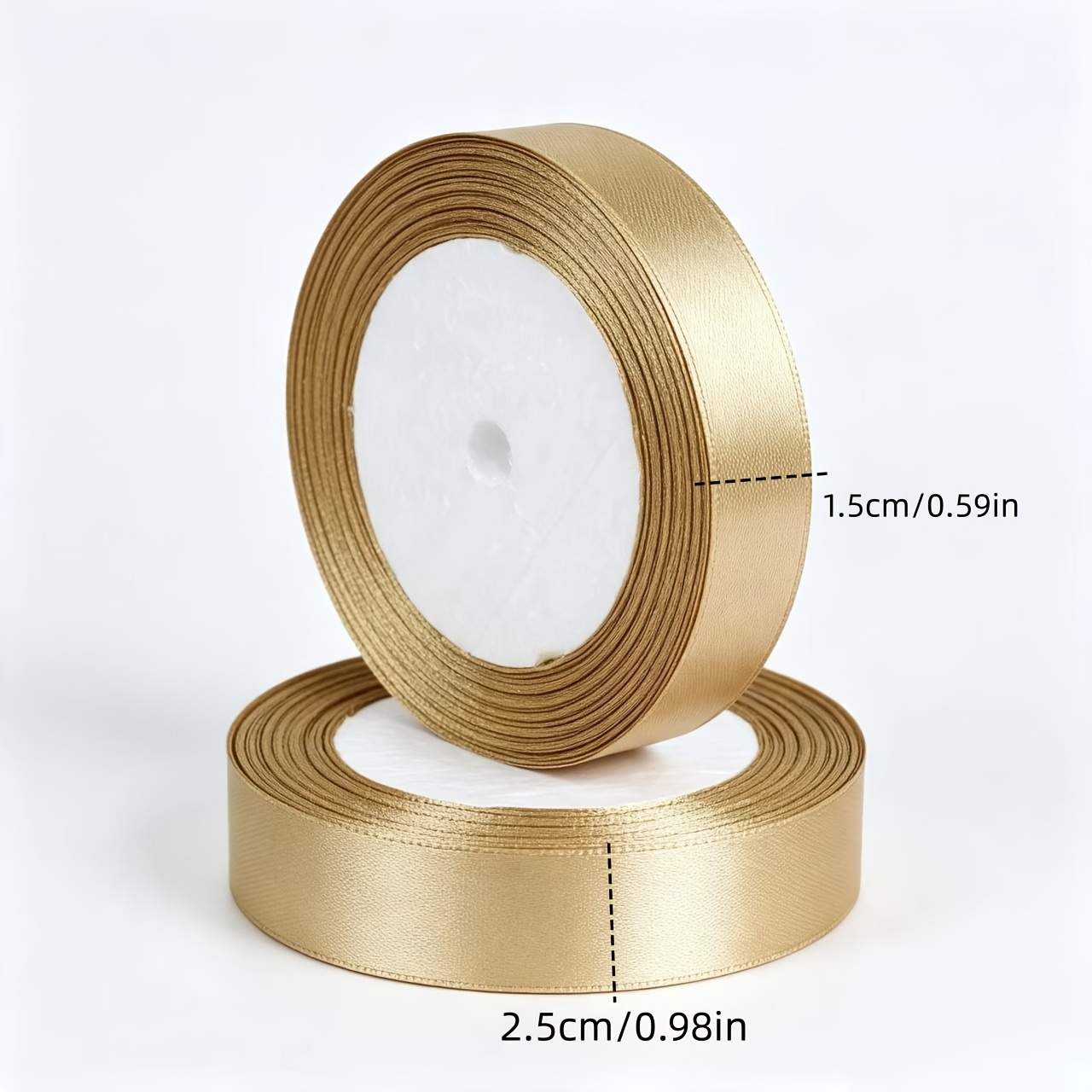 TEMU 2 Rolls Packaging Ribbon [width 1.5cm/0.59in And 2.5cm/0.98in] Per Roll Solid Color Decorative Ribbon Suitable For Halloween, Christmas, Gift