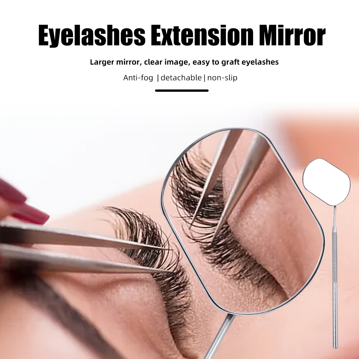 Portable Handheld Stainless Steel Makeup Mirror for Eyelash Extensions