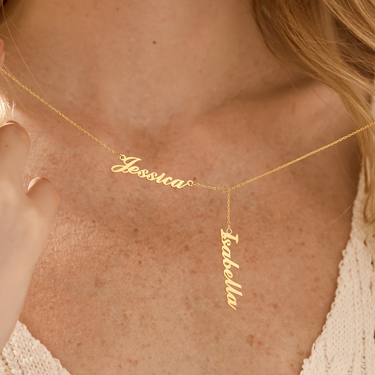 Personalized English Name Pendant Necklace, 18K Plated