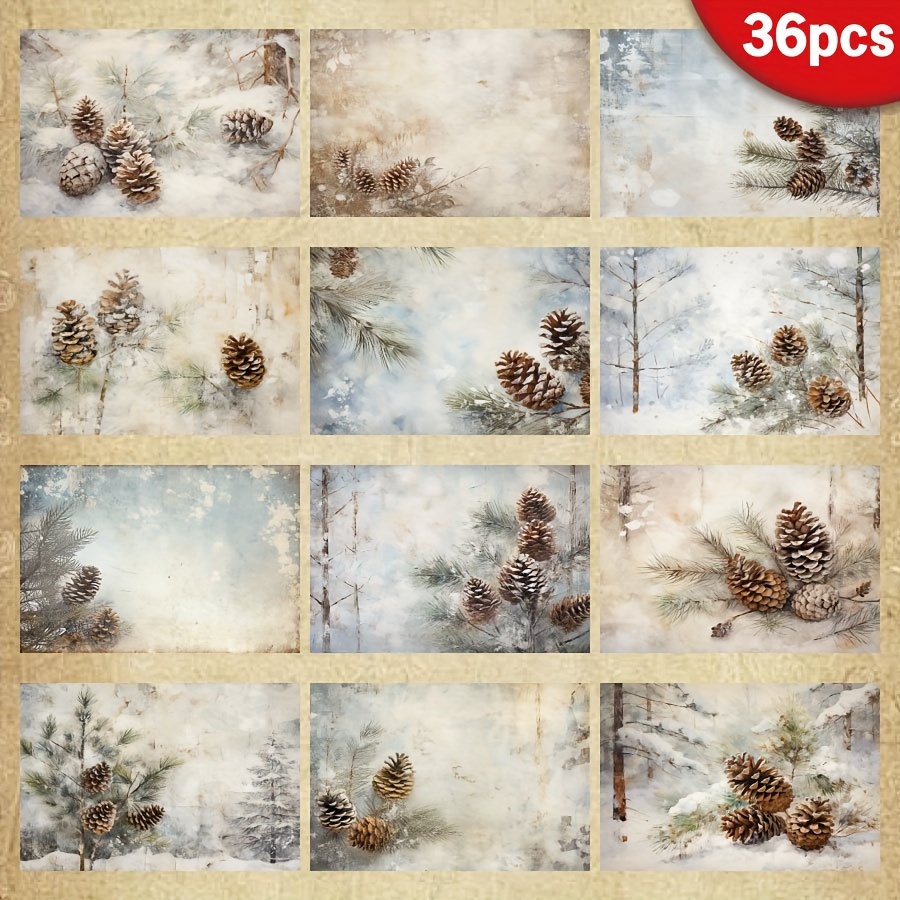 

36 Sheets A5 Winter Pine Cone Paper - Vintage Design, 100gsm Recyclable Diy Craft Paper For Handmade Greeting Cards, Bullet Journals, Gift Packaging & Decoration, Scrapbooking Supplies