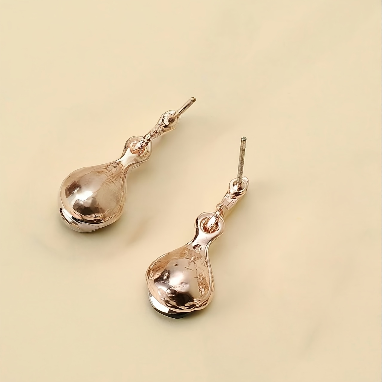Teardrop CZ Dangle Earrings, Golden Alloy, Casual & Gift