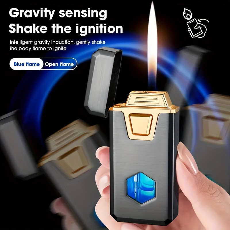TEMU Lighter, Ignition Lighter, Dual Flame Lighter, Windproof Straight Flame Lighter, Airflow Sensing Lighter, Gravity Sensing Lighter, Adjustable