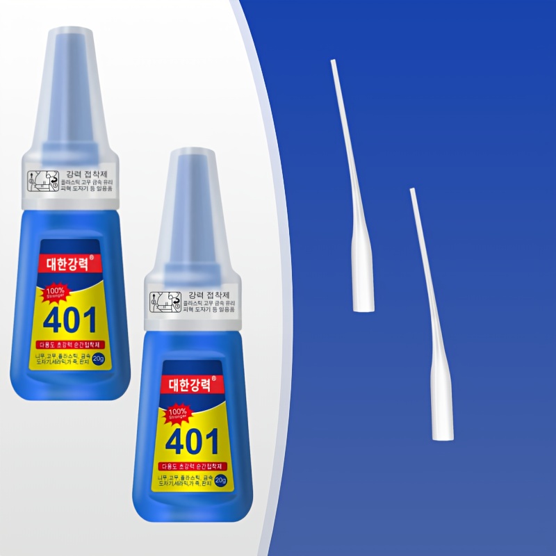 TEMU Lot de 2 Polyvalente 401 20g, Transparente et à Séchage Rapide, avec Tube Applicateur de , Adaptée pour la Réparation de Chaussures, et d'Objets