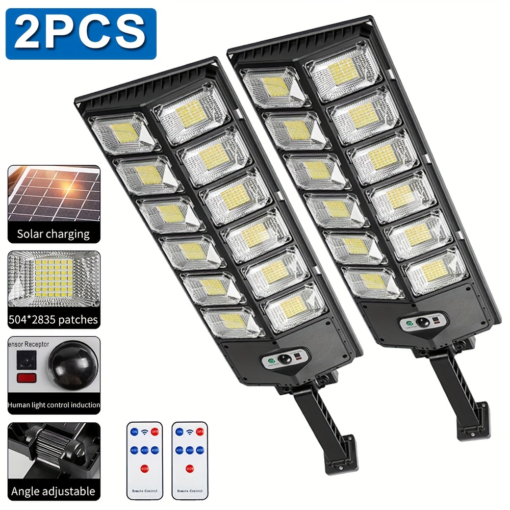 2 4pcs solar street light outdoor 3 lighting   solar motion sensor light 504led solar lights with remote control 320 wide angle   double row courtyard light for gardens streets garages backyards front doors parking lots