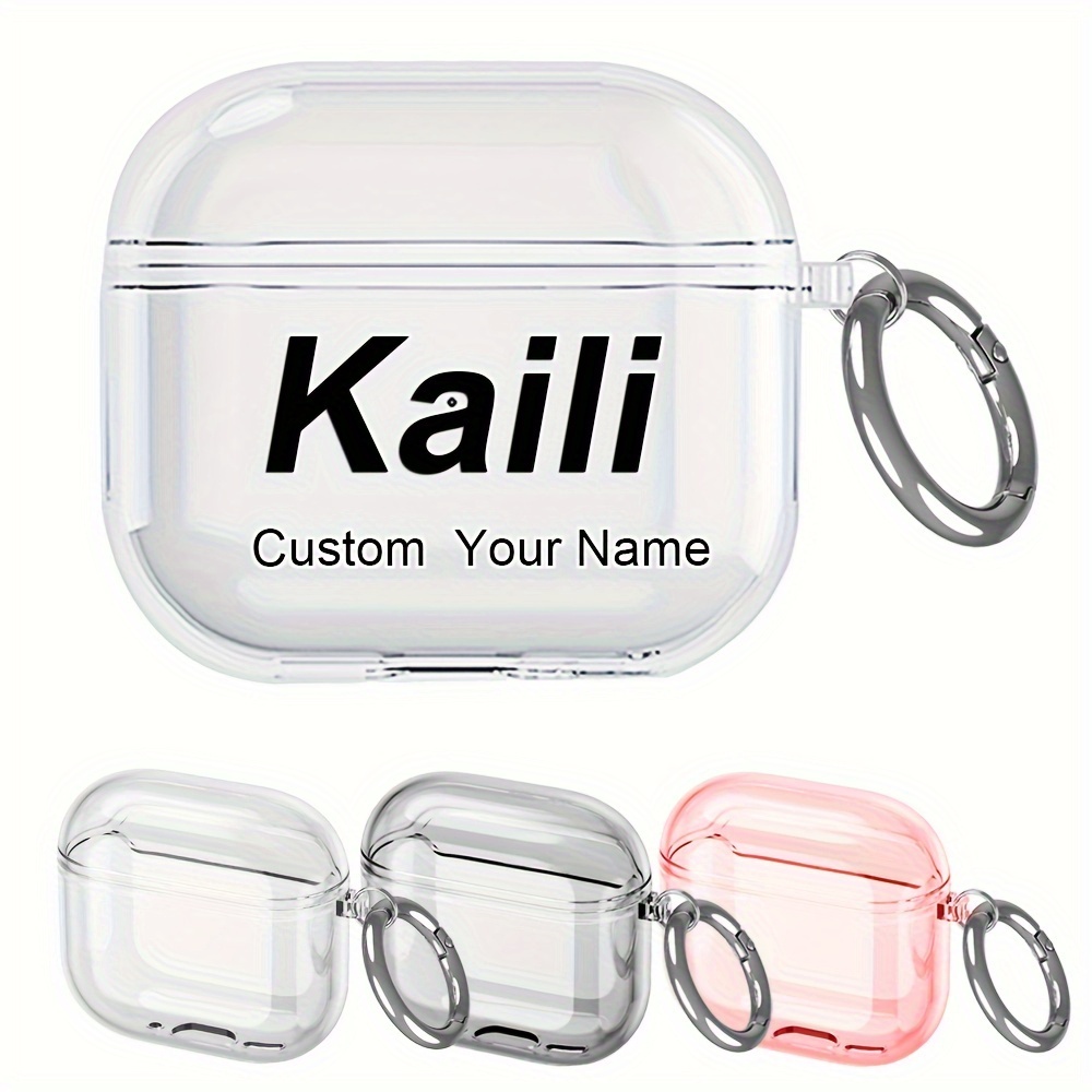 

Coque de Protection Personnalisée avec pour AirPods 4, Nom Personnalisé en TPU Transparent Anti-chute avec Boucle Ronde de Randonnée