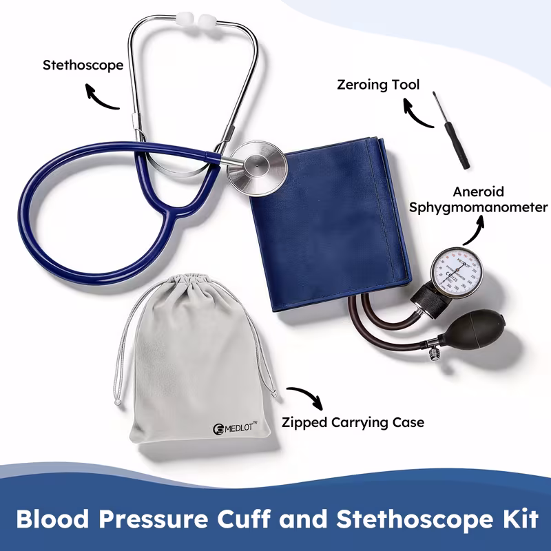 professional aneroid sphygmomanometer with stethoscope adult sized bp cuff 10 16 case navy blue black no battery needed portable blood pressure monitor for travel durable construction handles Product details 5