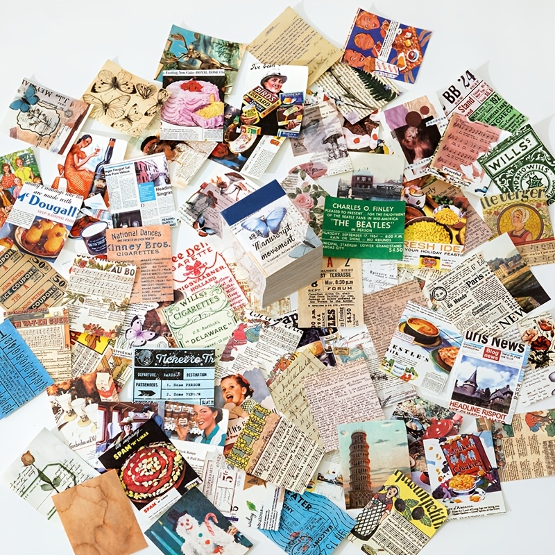 Image of 400pcs Craft Vintage Scrapbooking Paper Kawaii Art Junk Journal Deco Sticker Diy Material Paper Collage Stationery Supplies
